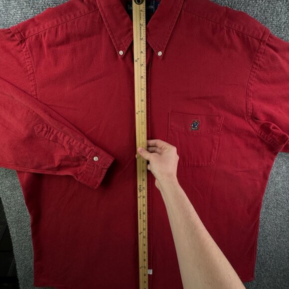 VTG Ralph Lauren Polo Bear Logo Combed Cotton Button Up Shirt Men Red Heavy Soft - Picture 4 of 16